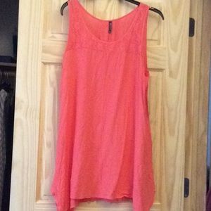 Gauze tank with lace.